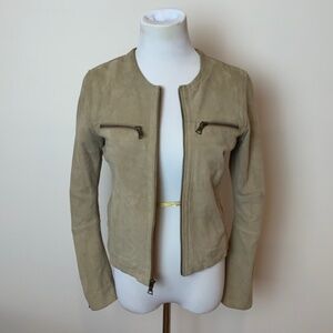 Banana Republic tan genuine suede leather moto jacket size XS